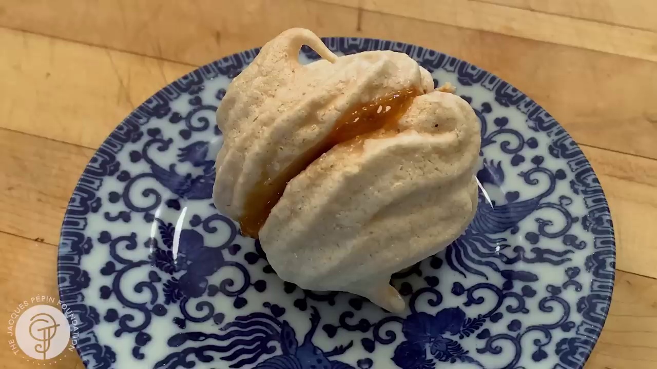 Peach Fondue with Meringue Cookies